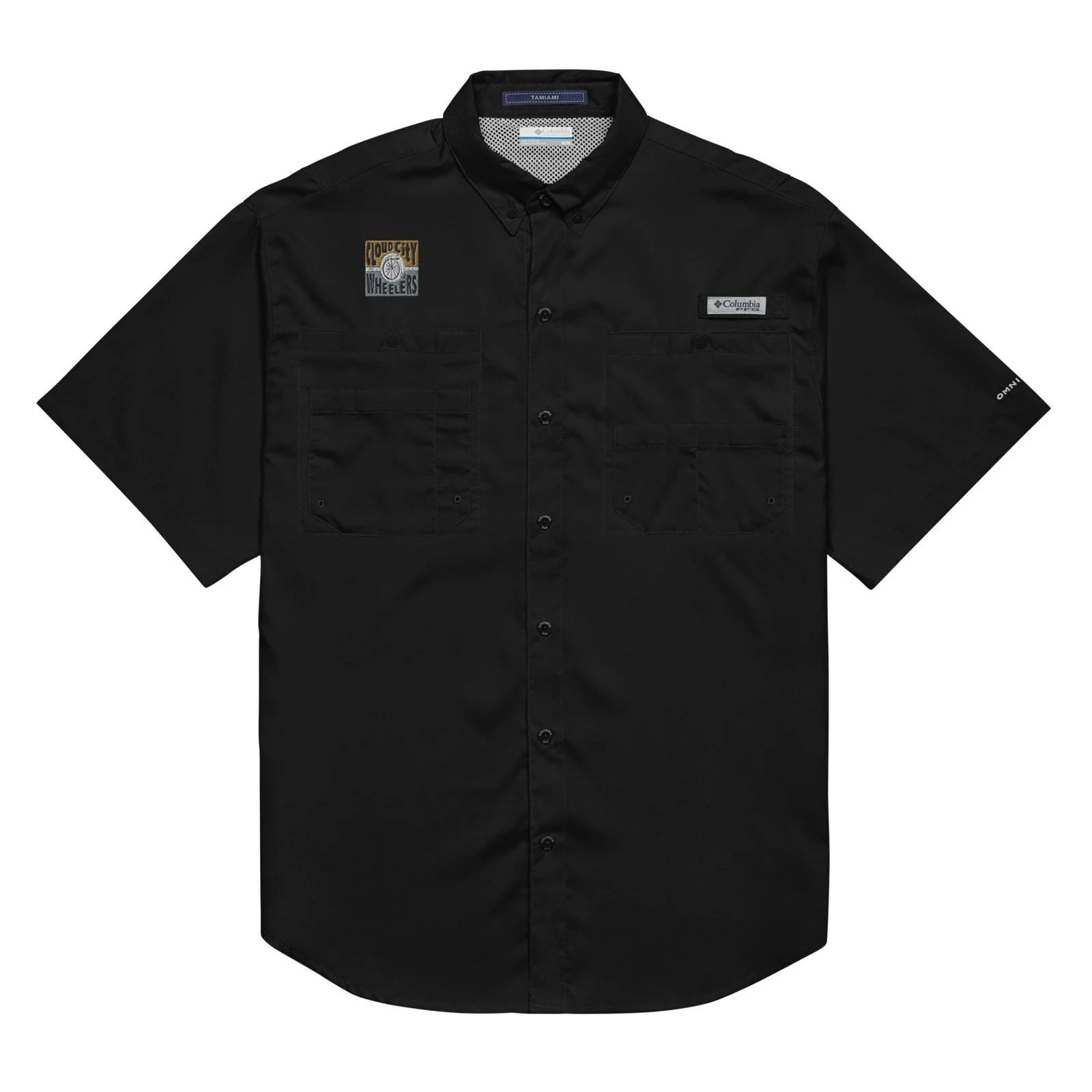 Logo Men’s Columbia Short Sleeve Button Shirt — Black · Photo 1