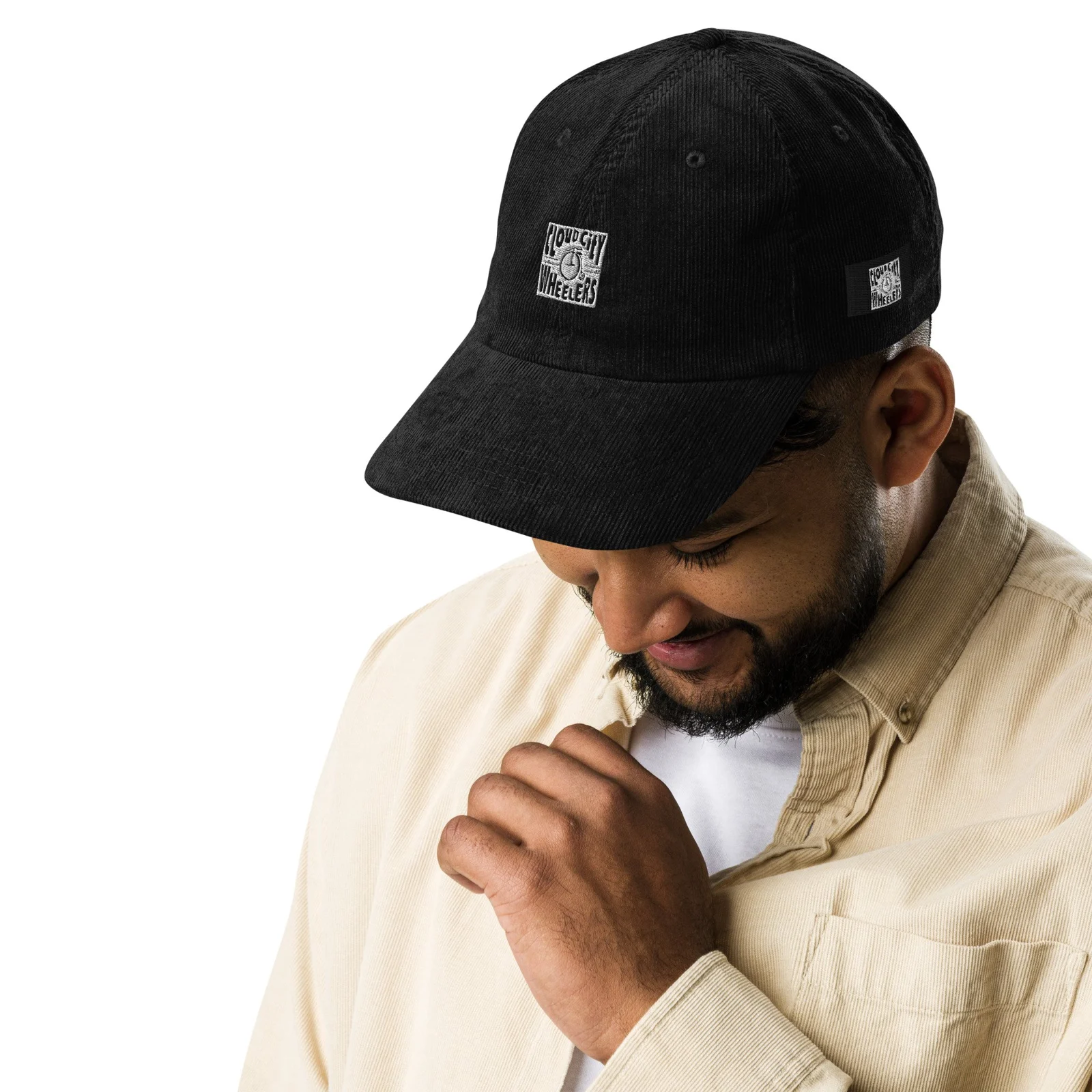 Logo Corduroy Streetwear Dad Cap — Black · Photo 1