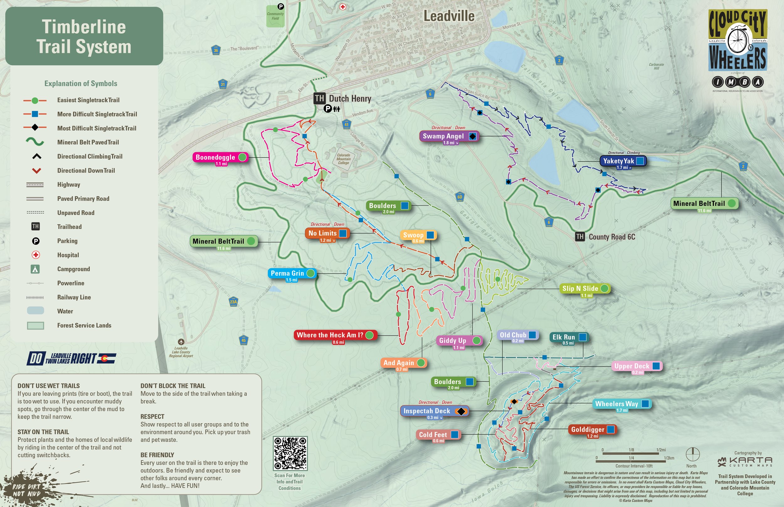 CMC Timberline Trails map from Cloud City Wheelers materials.